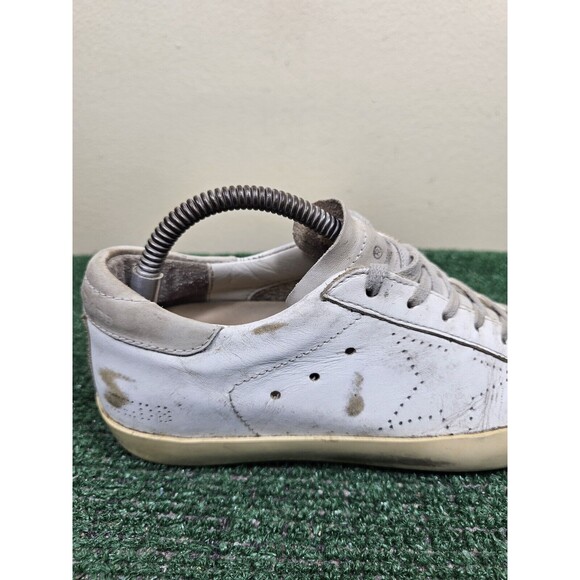 GOLDEN GOOSE SuperStar White Leather Suede Sneakers Perforated Stars EU 38 US 8 - Picture 10 of 15